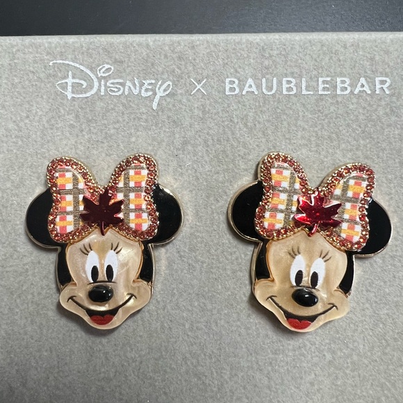 NEW BaubleBar x Disney Minnie Mouse Maple Leaf Earrings - Picture 8 of 10